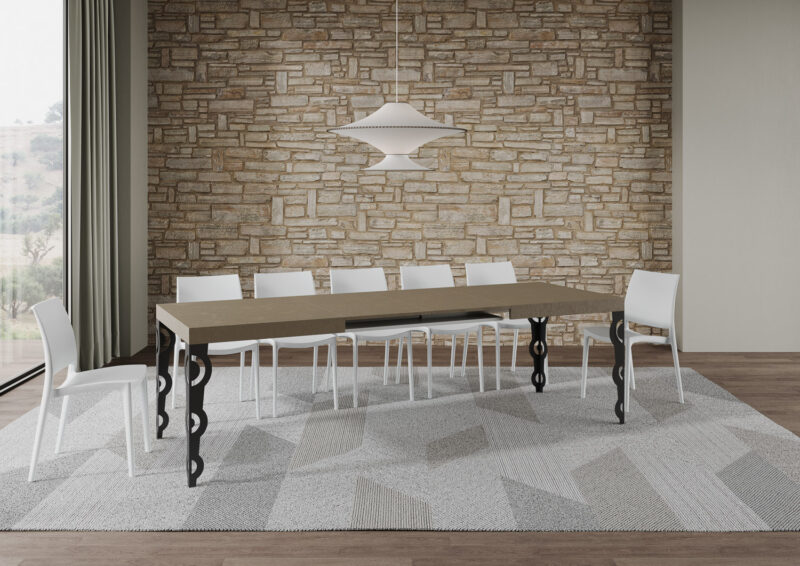 Tavolo allungabile 160/244x80 cm Karamay tortora gambe antracite - immagine 4