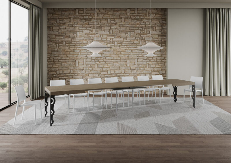 Tavolo allungabile 160/420x90 cm Karamay tortora gambe antracite - immagine 5