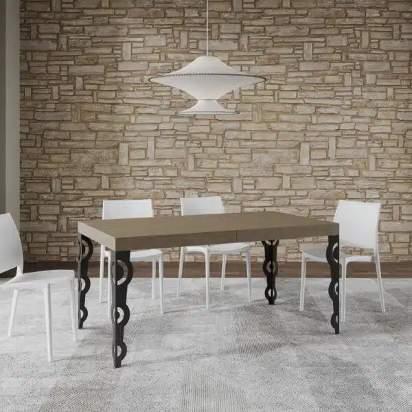 Tavolo allungabile 160/420x90 cm Karamay tortora gambe antracite