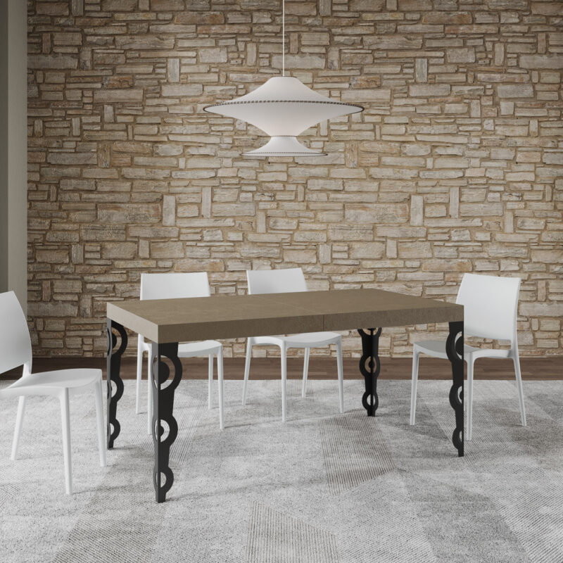 Tavolo allungabile 160/244x80 cm Karamay tortora gambe antracite - immagine 2