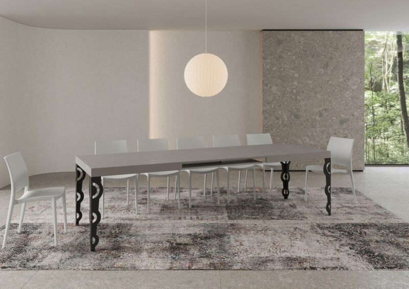 Tavolo allungabile 180/284x90 cm Karamay cashmere gambe antracite - immagine 4