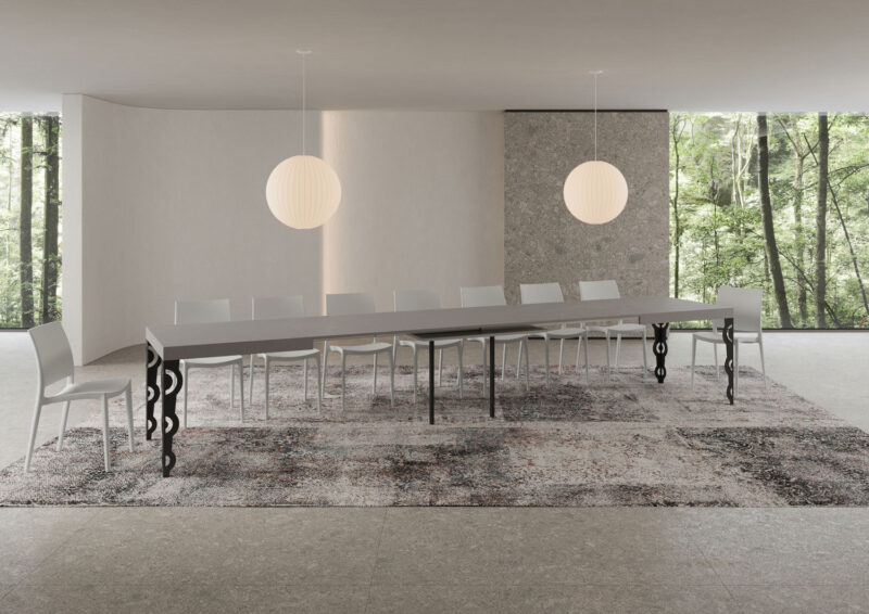 Tavolo allungabile 200/460x90 cm Karamay cashmere gambe antracite - immagine 5