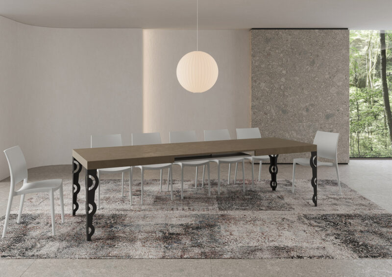 Tavolo allungabile 180/284x90 cm Karamay tortora gambe antracite - immagine 4