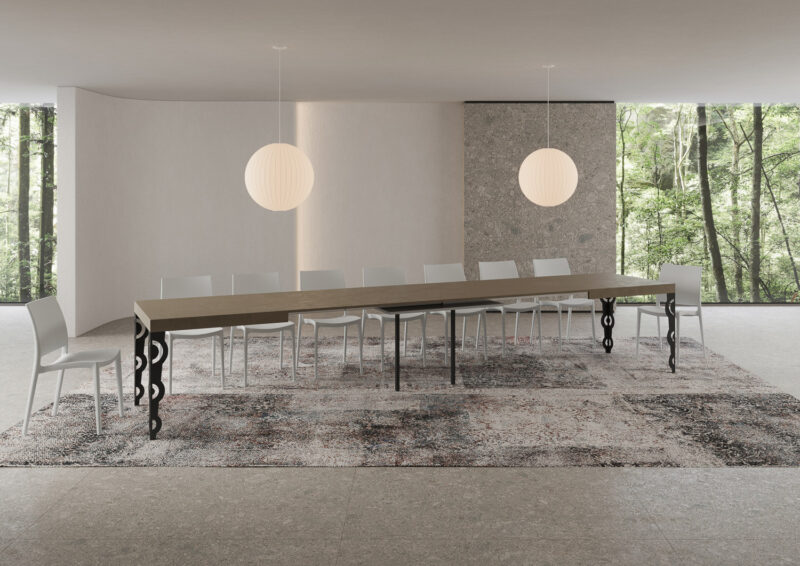 Tavolo allungabile 180/440x90 cm Karamay tortora gambe antracite - immagine 5