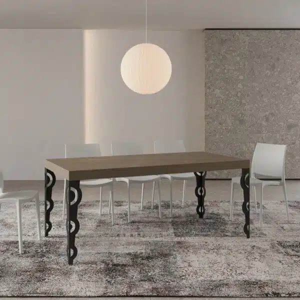 Tavolo allungabile 200/304x90 cm Karamay Premium tortora gambe antracite
