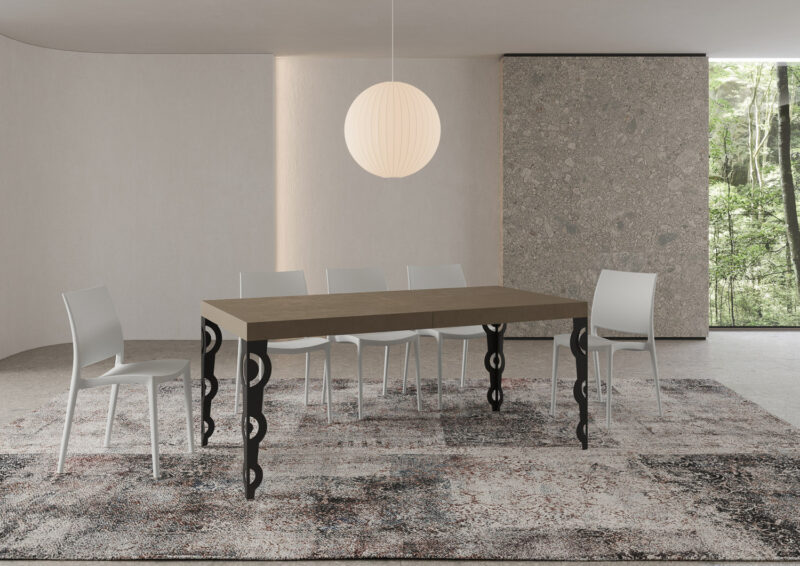 Tavolo allungabile 180/284x90 cm Karamay tortora gambe antracite - immagine 3