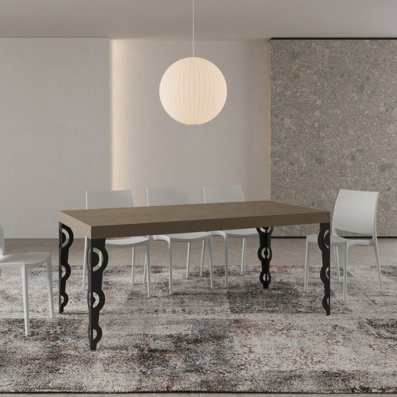Tavolo allungabile 180/284x90 cm Karamay tortora gambe antracite - immagine 2