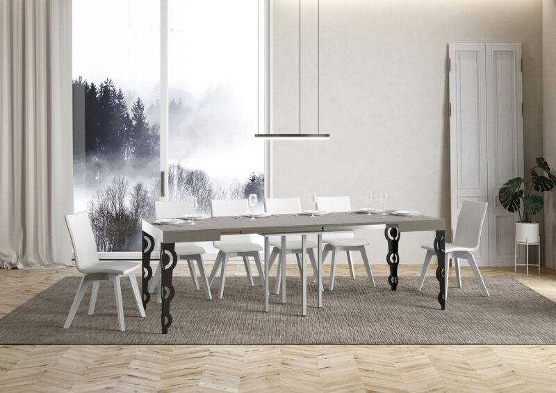 Tavolo allungabile 90/246x90 cm Karamay cashmere gambe antracite - immagine 4