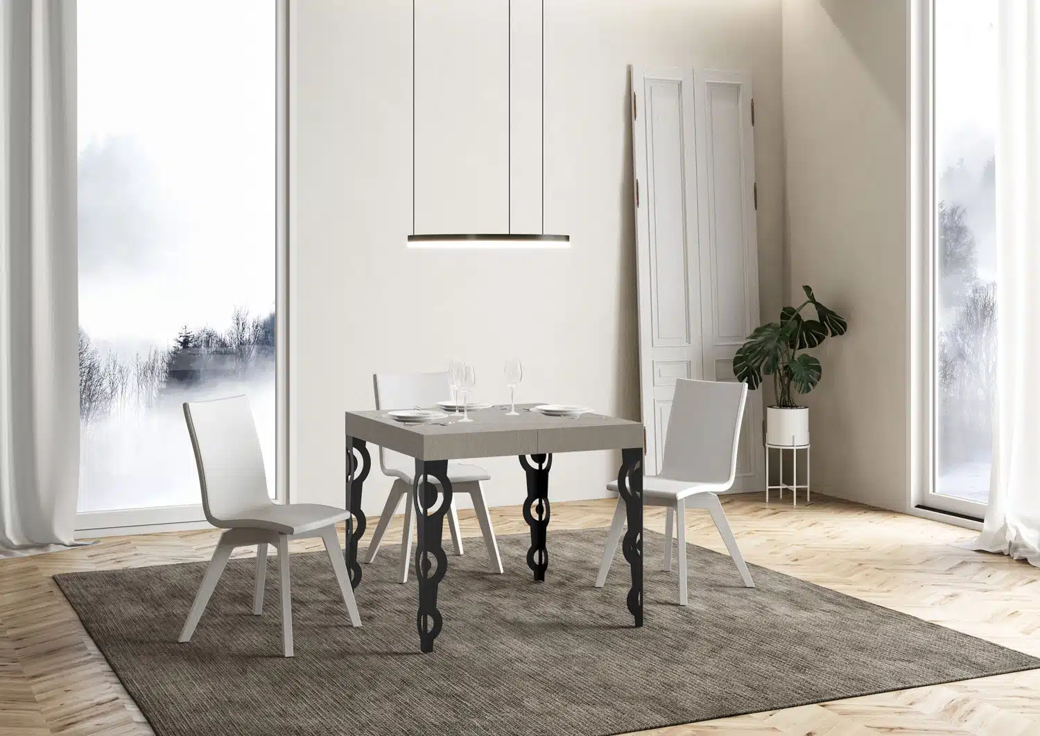 Tavolo allungabile 90/246x90 cm Karamay Premium cashmere gambe antracite - immagine 3