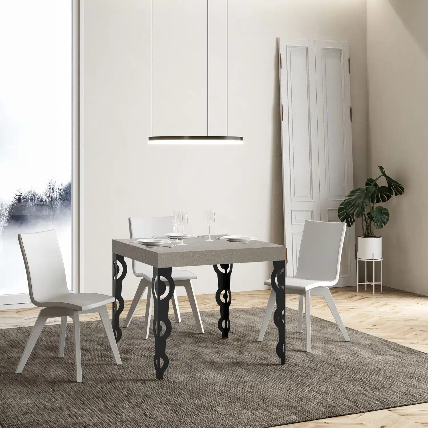 Tavolo allungabile 90/246x90 cm Karamay Premium cashmere gambe antracite - immagine 2