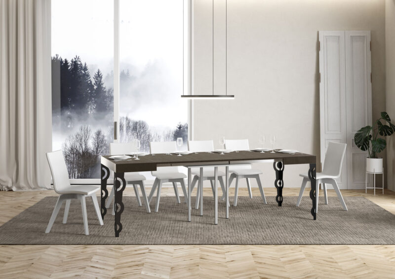Tavolo allungabile 90/246x90 cm Karamay tortora gambe antracite - immagine 4