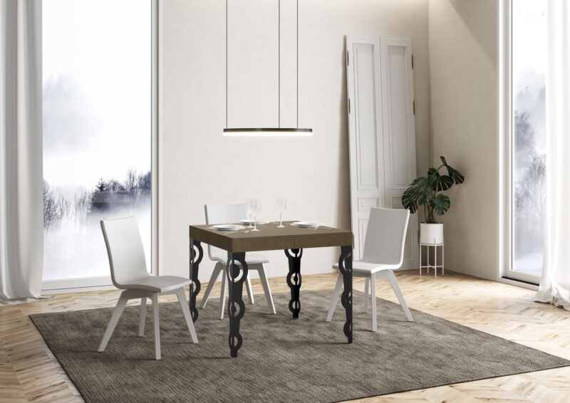 Tavolo allungabile 90/246x90 cm Karamay tortora gambe antracite - immagine 3