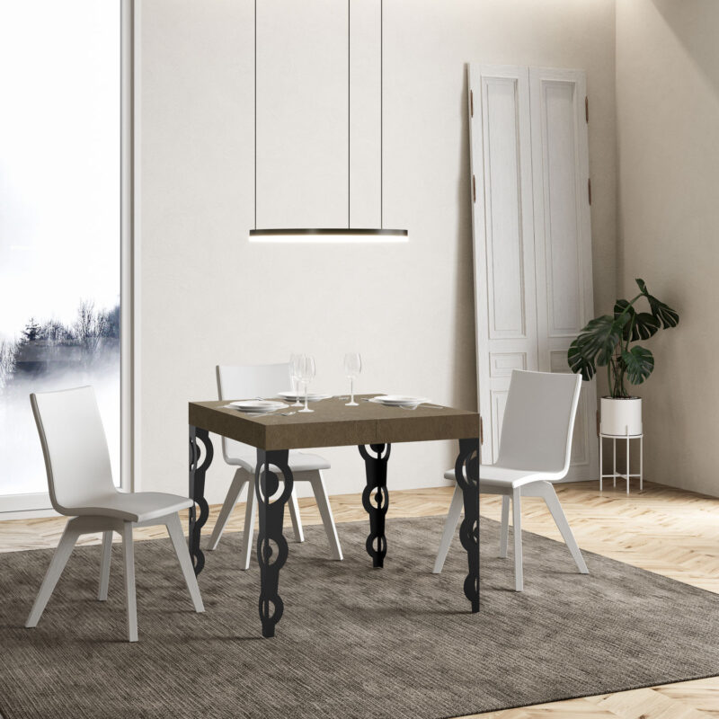 Tavolo allungabile 90/246x90 cm Karamay tortora gambe antracite - immagine 2