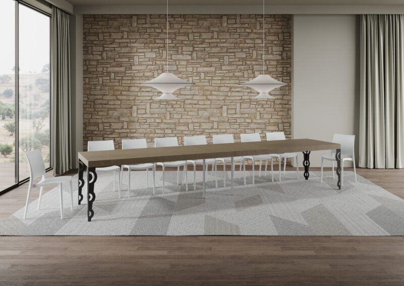 Tavolo allungabile 160/420x90 cm Karamay Premium tortora gambe antracite - immagine 5
