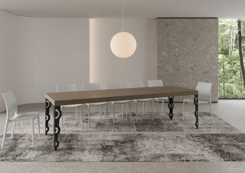 Tavolo allungabile 180/440x90 cm Karamay Premium tortora gambe antracite - immagine 4