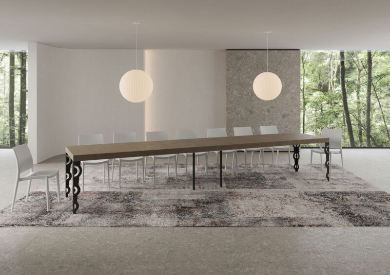 Tavolo allungabile 180/440x90 cm Karamay Premium tortora gambe antracite - immagine 5