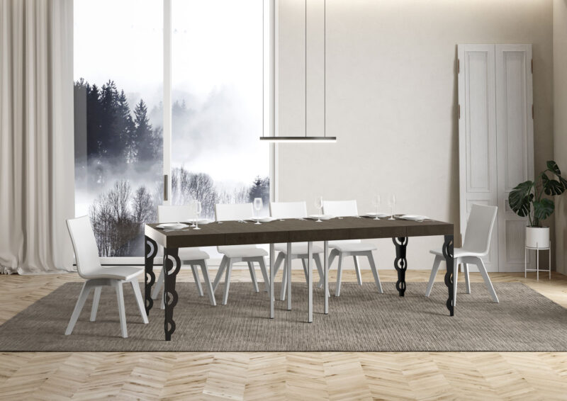 Tavolo allungabile 90/246x90 cm Karamay Premium tortora gambe antracite - immagine 4