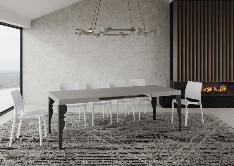 Tavolo allungabile 140/224x80cm Paxon cashmere gambe antracite - immagine 4