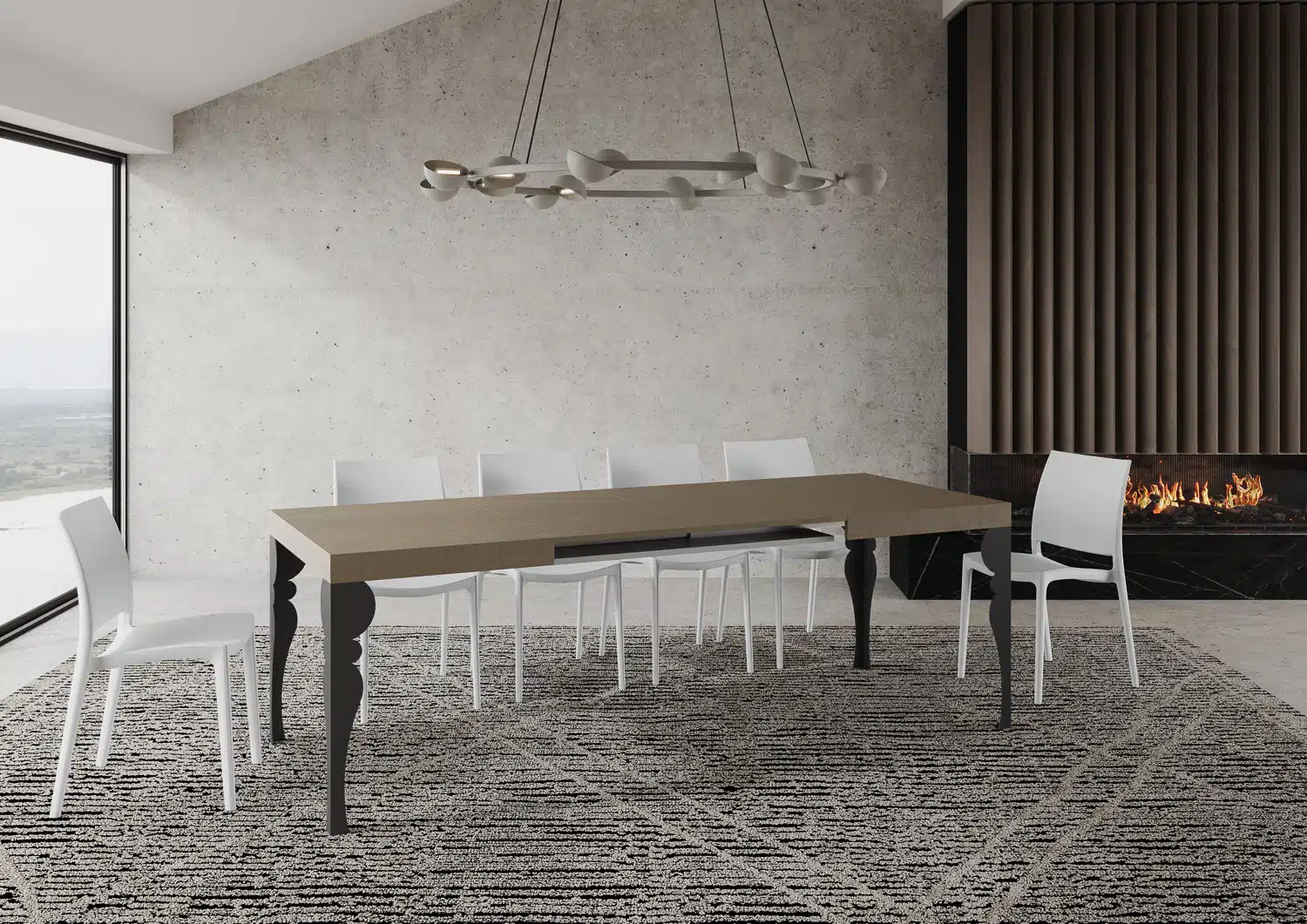 Tavolo allungabile 120/380x90 cm Paxon tortora gambe antracite - immagine 4