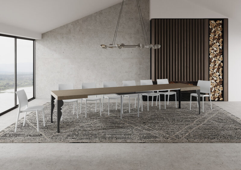 Tavolo allungabile 140/400x90 cm Paxon tortora gambe antracite - immagine 5