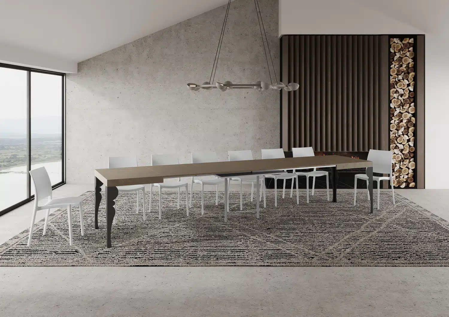 Tavolo allungabile 120/380x90 cm Paxon tortora gambe antracite - immagine 5