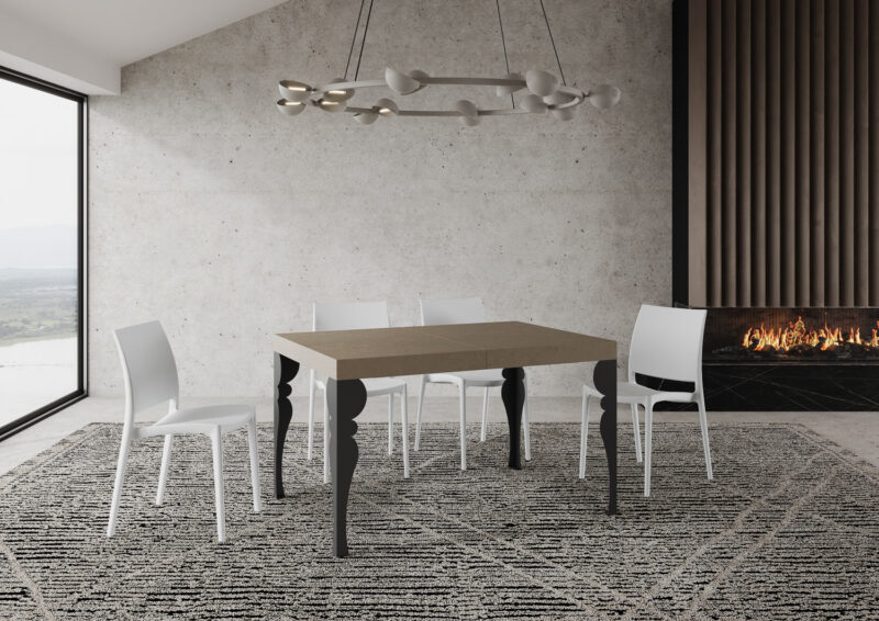 Tavolo allungabile 120/224x90 cm Paxon tortora gambe antracite - immagine 3