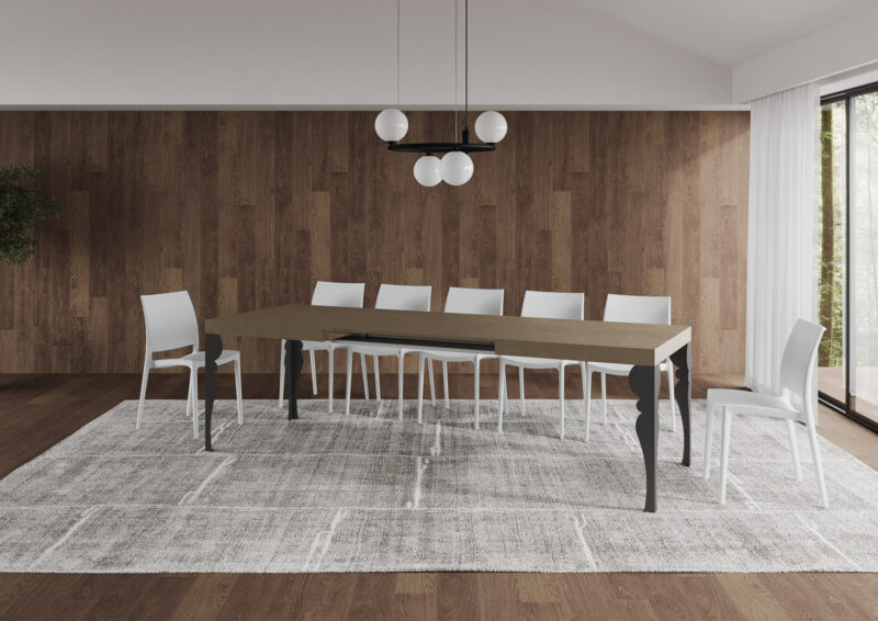 Tavolo allungabile 160/244x80 cm Paxon tortora gambe antracite - immagine 4