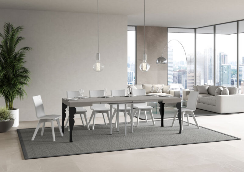 Tavolo allungabile 90/246x90 cm Paxon cashmere gambe antracite - immagine 4