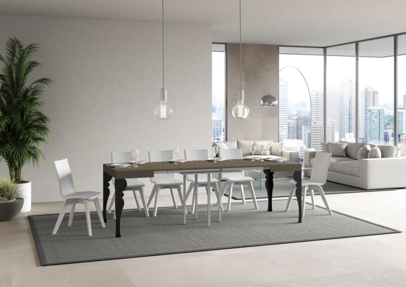 Tavolo allungabile 90/246x90 cm Paxon tortora gambe antracite - immagine 4