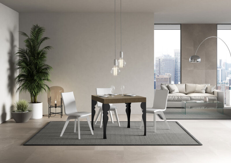 Tavolo allungabile 90/246x90 cm Paxon tortora gambe antracite - immagine 3