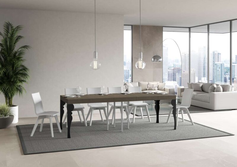 Tavolo allungabile 90/246x90 cm Paxon Premium tortora gambe antracite - immagine 4