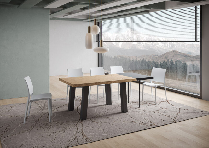Tavolo allungabile 140/240x90 cm Svalen rovere scortecciato gambe antracite - immagine 3
