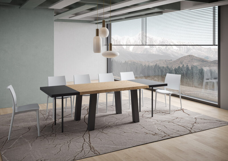 Tavolo allungabile 140/240x90 cm Svalen rovere scortecciato gambe antracite - immagine 4