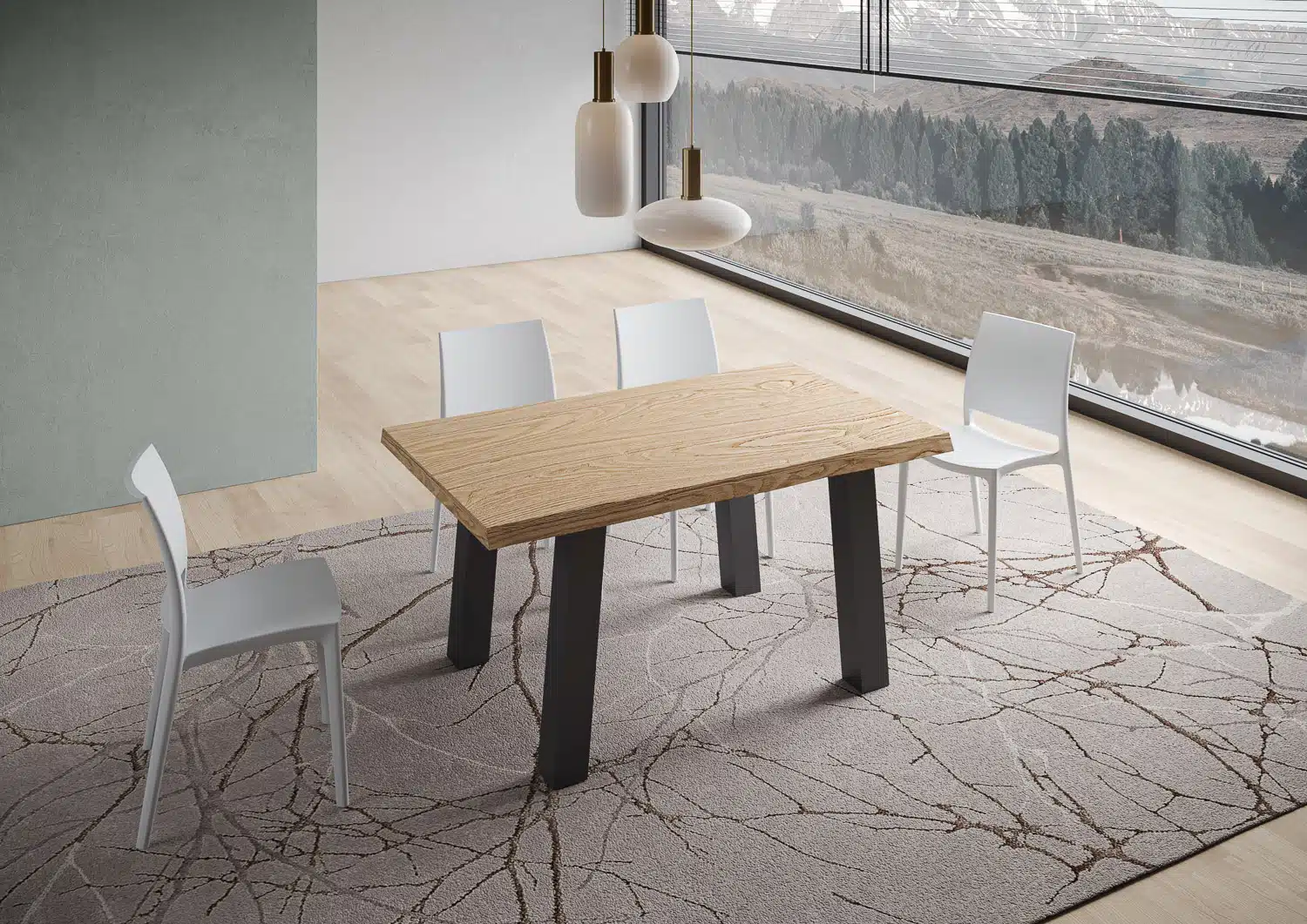 Tavolo fisso 160x90 cm Svalen rovere scortecciato gambe antracite