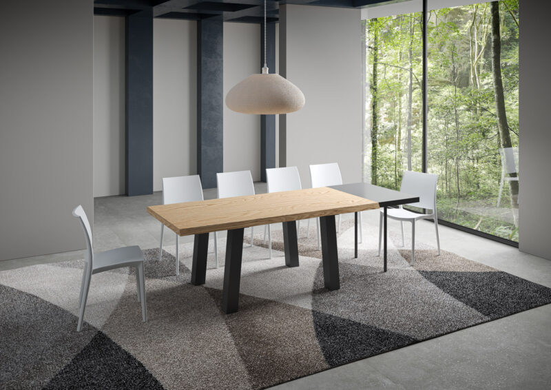 Tavolo allungabile 200/300x90 cm Svalen rovere scortecciato gambe antracite - immagine 3