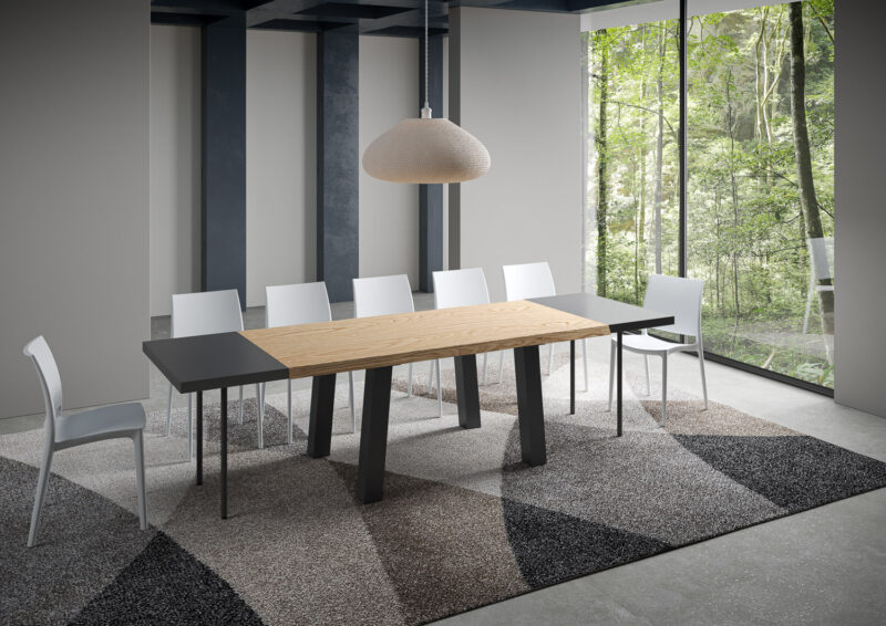 Tavolo allungabile 200/300x90 cm Svalen rovere scortecciato gambe antracite - immagine 4