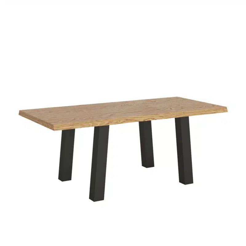 Tavolo allungabile Svalen 180 cm design industriale Itamoby con gambe in ferro antracite e piano in rovere scortecciato
