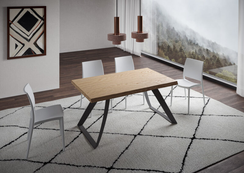Tavolo allungabile 160/260x90 cm Tabira rovere scortecciato gambe antracite - immagine 2