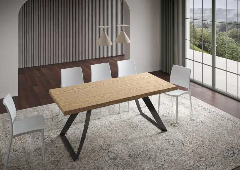 Tavolo allungabile 180/280x90 cm Tabira rovere scortecciato gambe antracite - foto 1