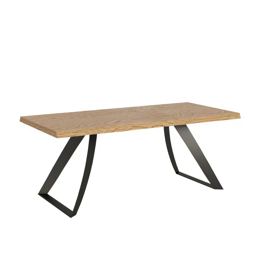 Tavolo allungabile 180/280x90 cm Tabira rovere scortecciato gambe antracite - foto 2