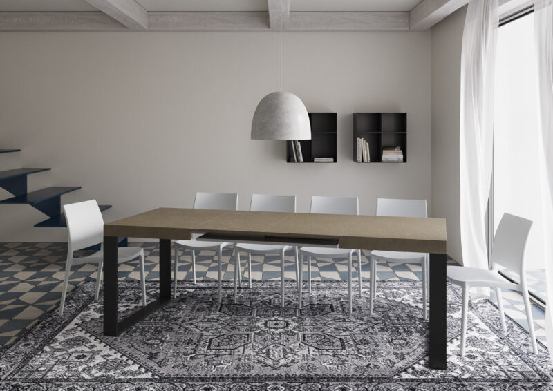 Tavolo allungabile 120/380x90 cm Tecno tortora gambe antracite - immagine 4