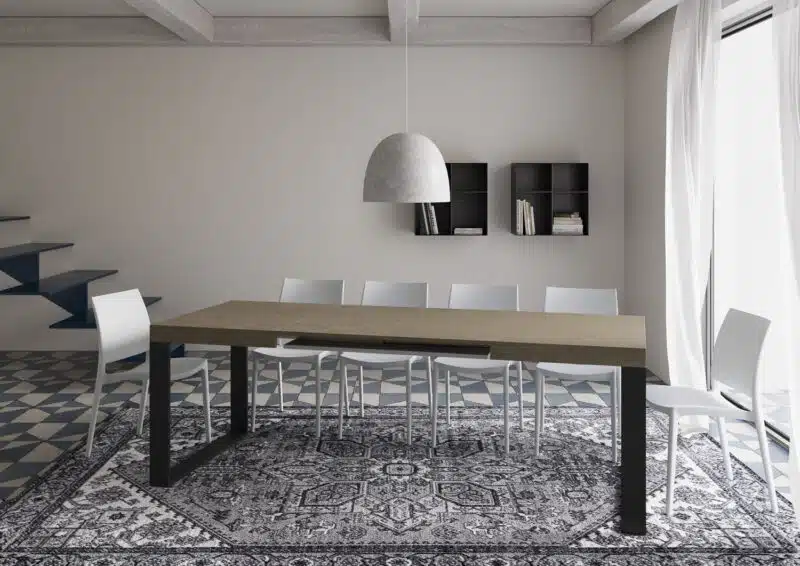 Tavolo allungabile 120/224x90 cm Tecno tortora gambe antracite - foto 4