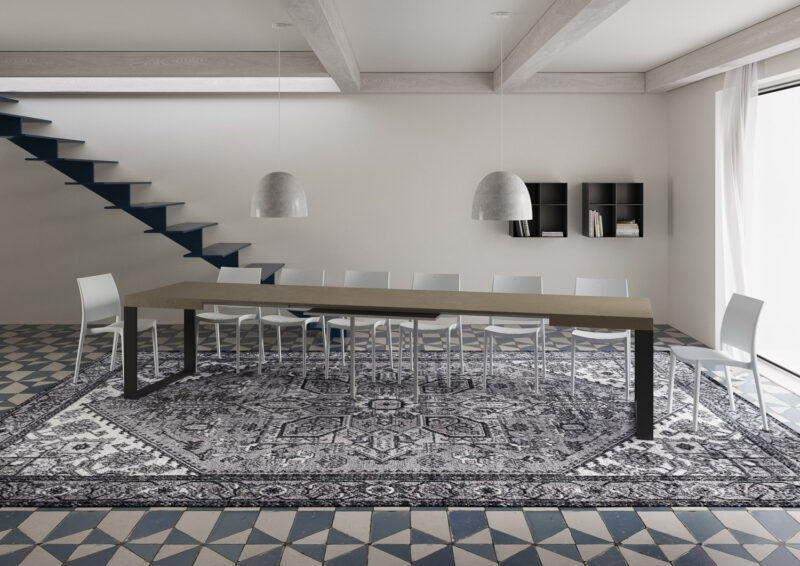 Tavolo allungabile 120/380x90 cm Tecno tortora gambe antracite - immagine 5