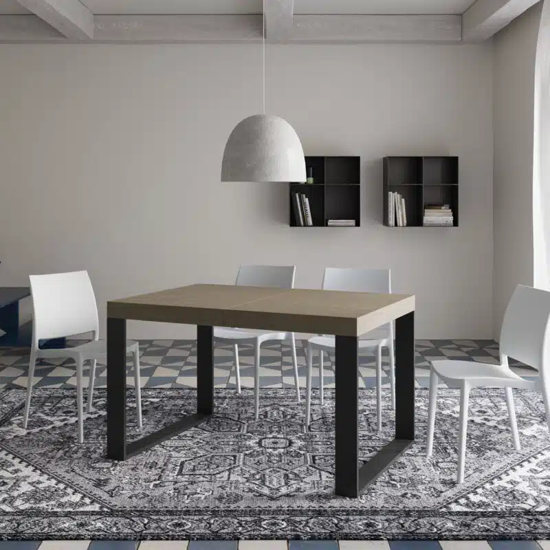Tavolo allungabile 120/224x90 cm Tecno tortora gambe antracite - foto 2