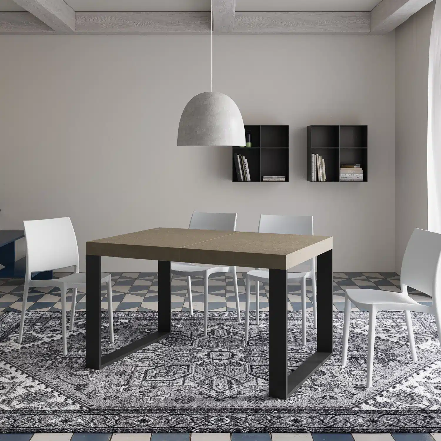 Tavolo allungabile 120/380x90 cm Tecno tortora gambe antracite - immagine 2