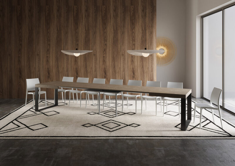 Tavolo allungabile 160/420x90 cm Tecno tortora gambe antracite - immagine 5
