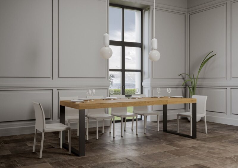 Tavolo allungabile 160/264x90 cm Tecno Premium quercia natura gambe antracite - immagine 3