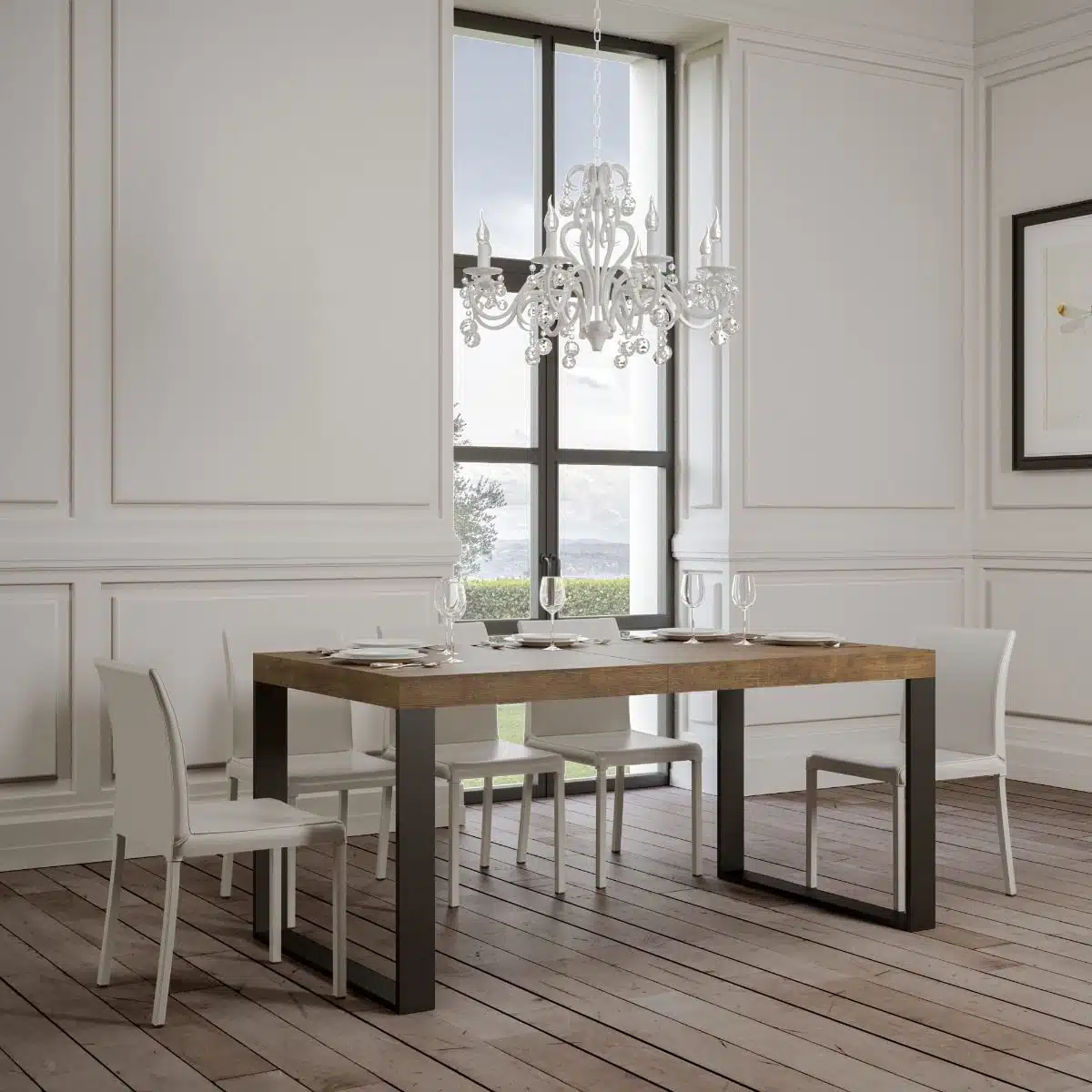 Tavolo allungabile 140/400x90 cm Tecno noce gambe antracite - immagine 2