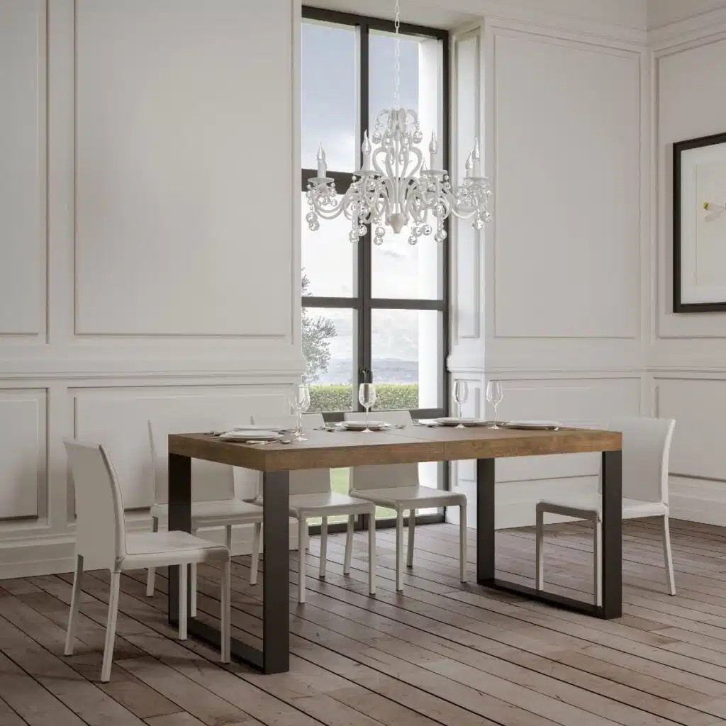 Tavolo allungabile 120/224x90 cm Tecno noce gambe antracite - foto 2