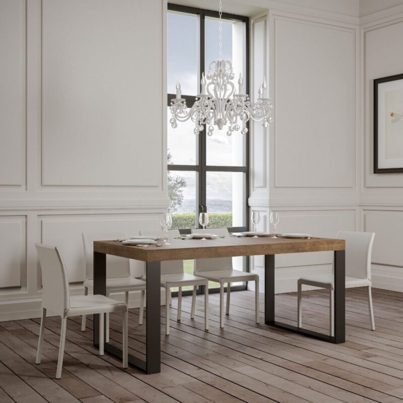 Tavolo allungabile 120/224x90 cm Tecno noce gambe antracite - immagine 2